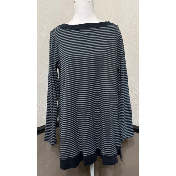 J. Jill Tops - J. Jill Women's Medium Navy Striped Tunic Top 100% Pima Cotton Coastal Relaxed